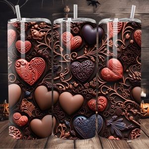 Handcrafted Valentines chocolate 20oz skinny tumbler